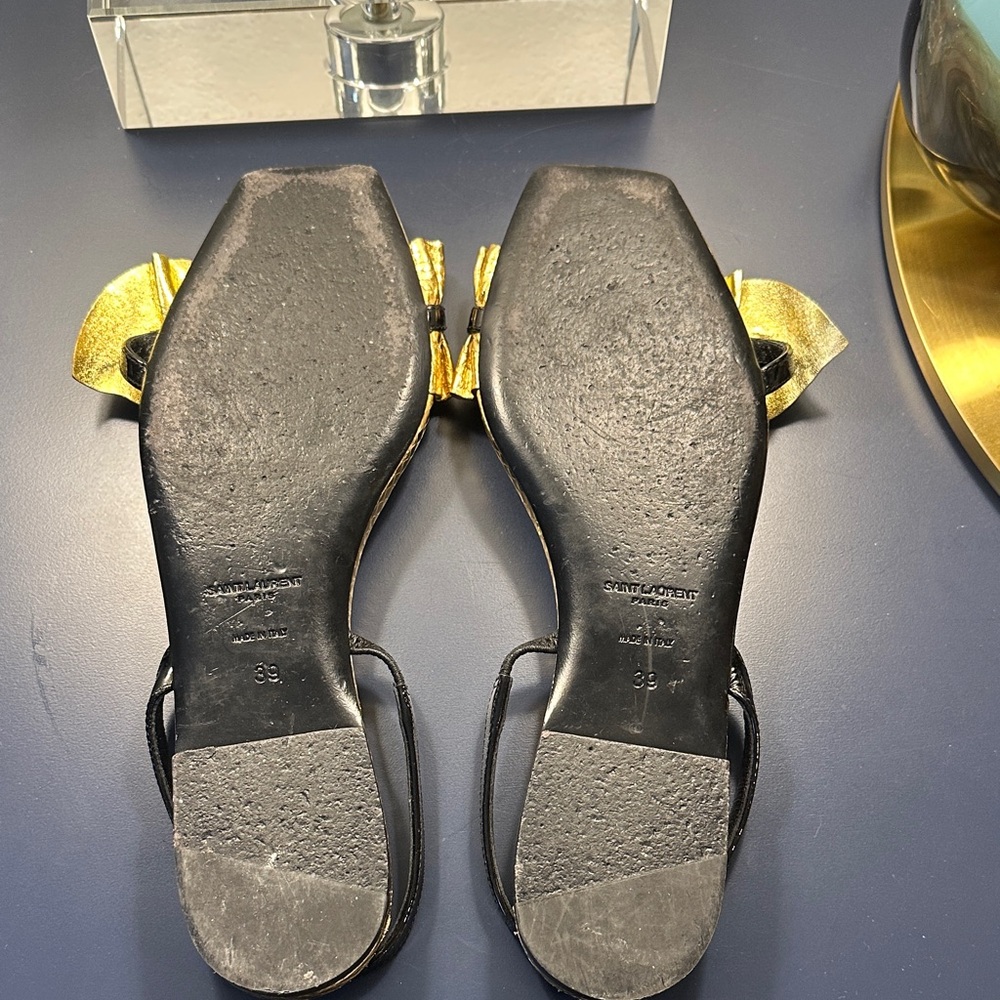 Saint Laurent Women's Sandals in Gold and Black - Picture 3 of 3